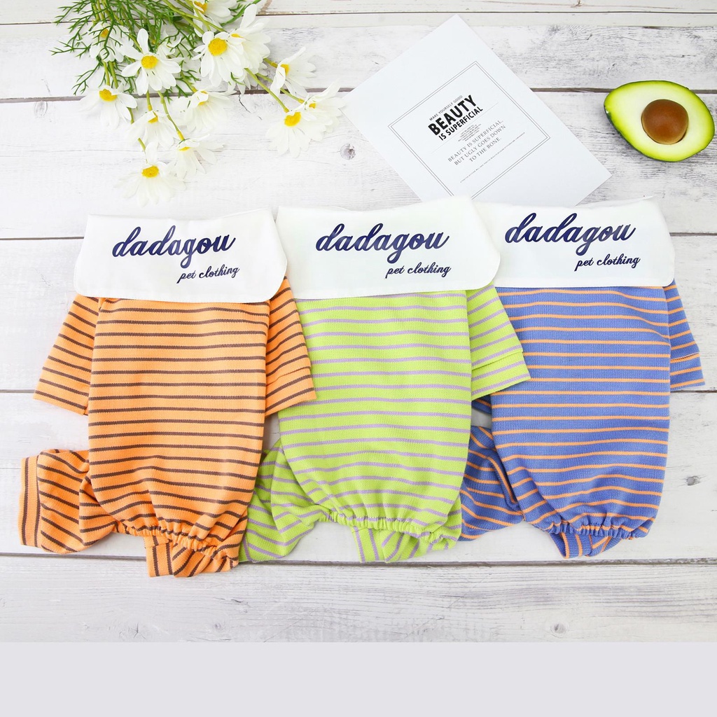 jumsuit sọc ngang cổ thủy thủ cho chó mèo