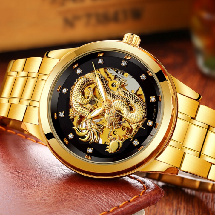 Đồng Hồ Cơ Nam Chạm Rồng 3D Chính Hãng Dây Thép Cao Cấp Đẹp Giá Rẻ Kiểu Dáng Thời Trang Sang Trọng | BigBuy360 - bigbuy360.vn