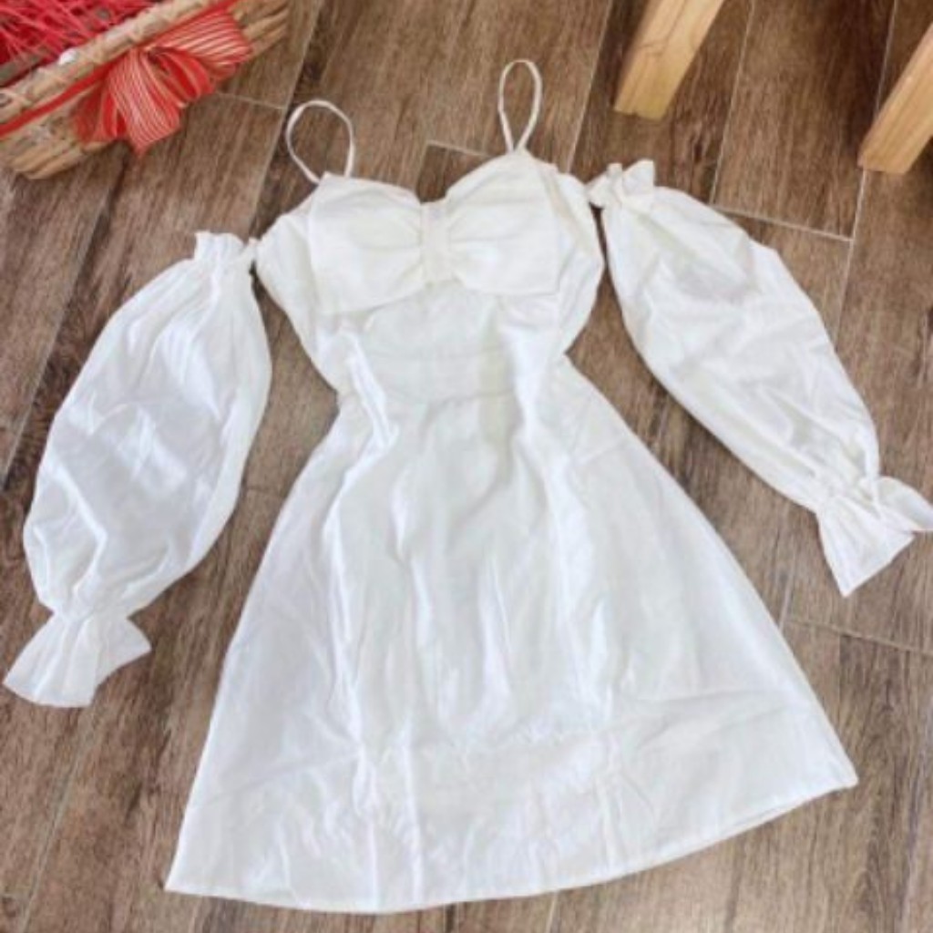 Đầm trắng trễ vai so cute phiên bản nơ ngực | BigBuy360 - bigbuy360.vn