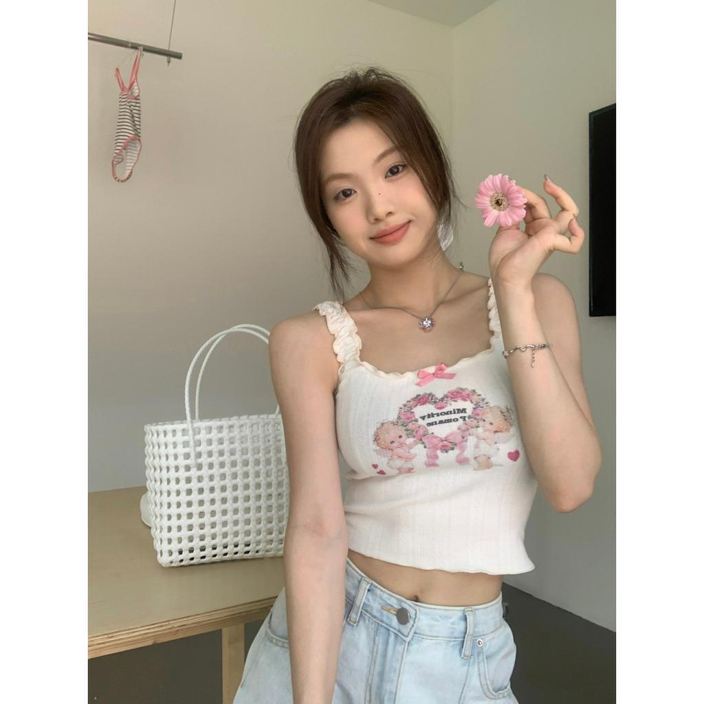 Porozi Áo croptop Sát Nách Hoạ Tiết In Thiết Kế Hợp Thời Trang