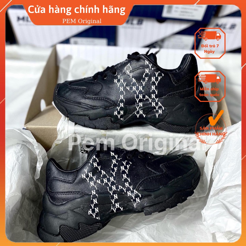 [Chính Hãng] Giày thể thao Sneaker MLB Big Ball Chunky Monogram Logo NY full đen