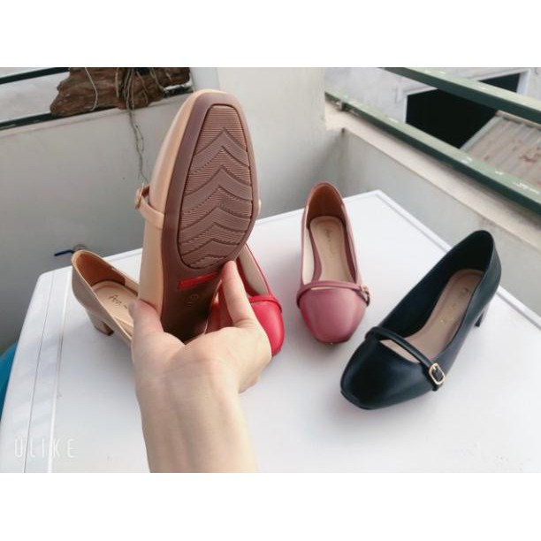Giầy 3f gót vuông