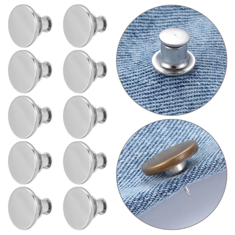 Set 4 Nút Tròn Bằng Kim Loại Không Cần Đóng Đinh Có Thể Tháo Rời Dùng Để May Quần Áo DIY