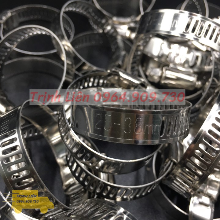 Túi đai siết quai nhê inox 50 cái , Đai xiết ống các loại inox siết cổ dê cỡ 25X38mm OTOX