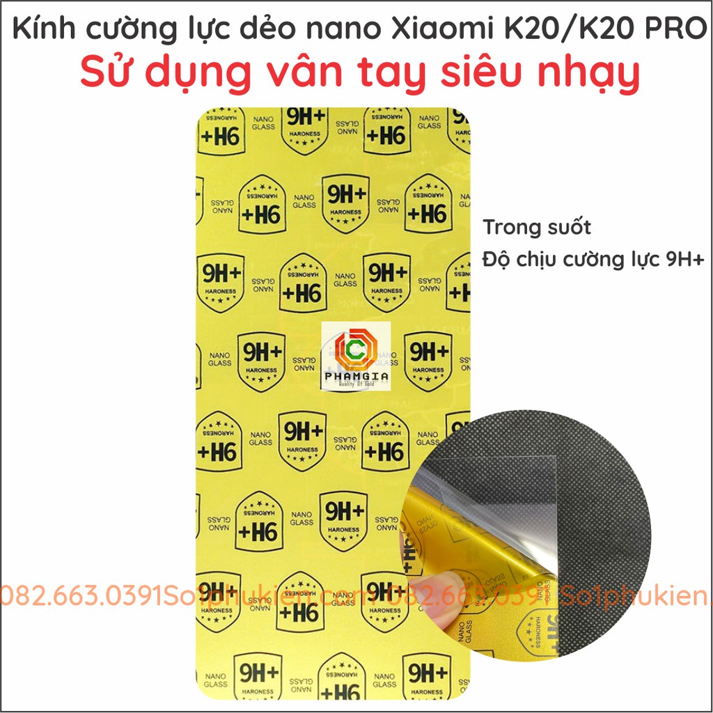 Dán màn hình Cường lực dẻo nano siêu bền Xiaomi Redmi 9T / 9T Pro / K20 / K20 Pro