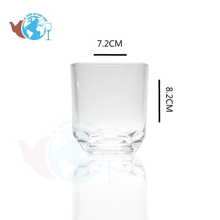 Bộ 6 ly thuỷ tinh bầu lùn bầu góc