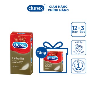 Bộ 1 Hộp Bao Cao Su Durex Fetherlite (12 Cái/Hộp) + Tặng 1 Hộp Bao Cao Su Fetherlite (3 Cái/Hộp)