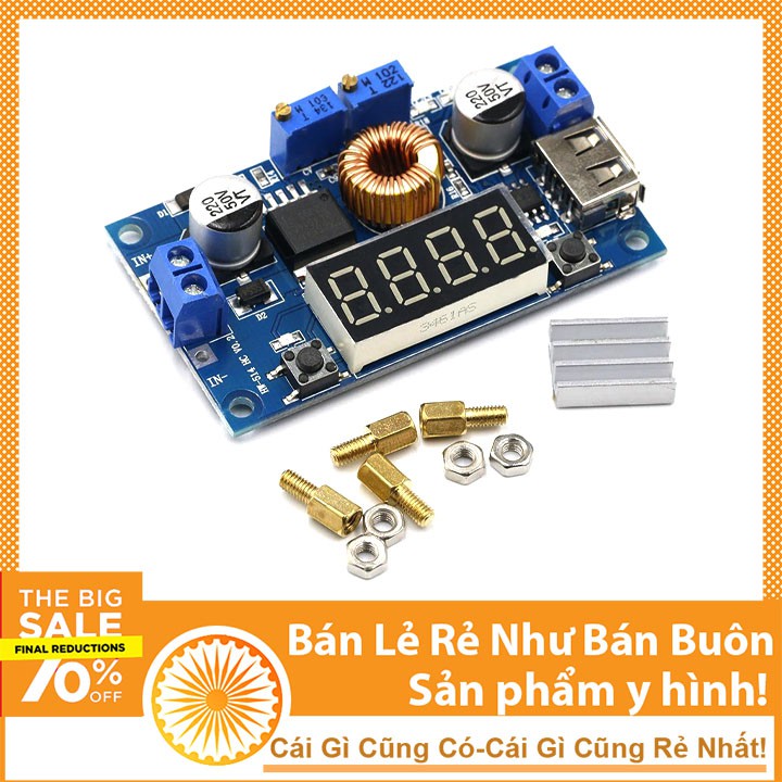 Module Hạ Áp 5A XL4015 Led Hiển Thị Có Hiến Thị Điện Áp Và Đầu Ra Usb