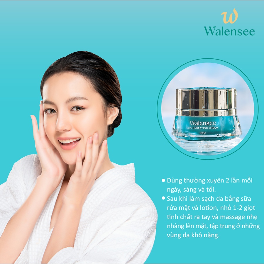 Combo xử lý độc tố dưỡng ẩm chuyên sâu Walensee bao gồm nước hoa hồng cân bằng da, kem dưỡng ẩm siêu cấp nước