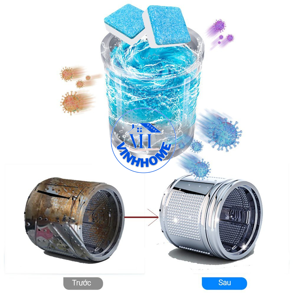 Set 12 Viên tẩy lồng máy giặt/Viên tẩy diệt khuẩn và loại bỏ các chất cặn trong máy giặt hiệu quả