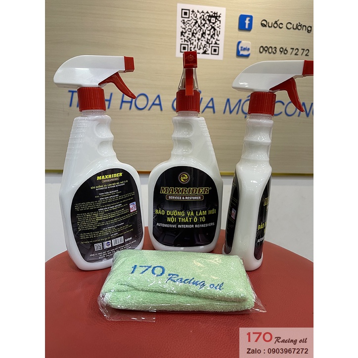 (HCM) (Tặng 1 Khăn Mềm 170 RACING OIL) Chai Xịt Bảo Dưỡng Và Làm Mới Nội Thất Ô TÔ MAXRIDER Hàng Việt Nam Chất Lượng Cao