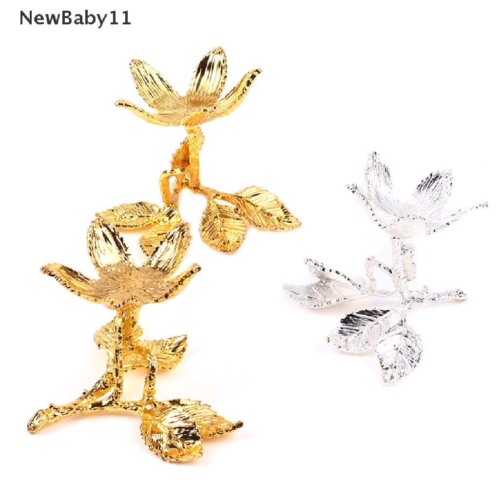 Newbaby Giá Đỡ Kim Loại Hình Quả Cầu Pha Lê Màu Vàng Kim Sliver Hình Lá Cây Hỗ Trợ Đá