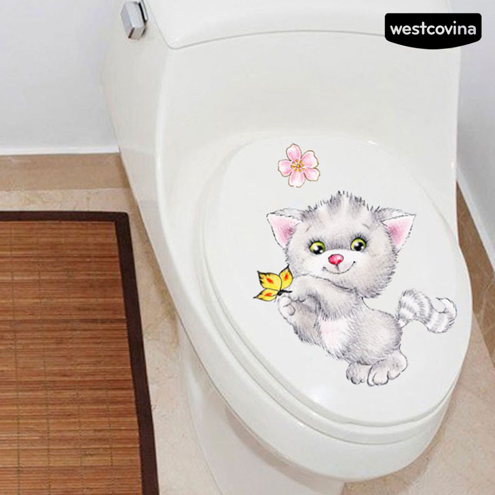 Miếng Dán Hình Mèo Dễ Thương Chống Thấm Nước Trang Trí Bồn Cầu