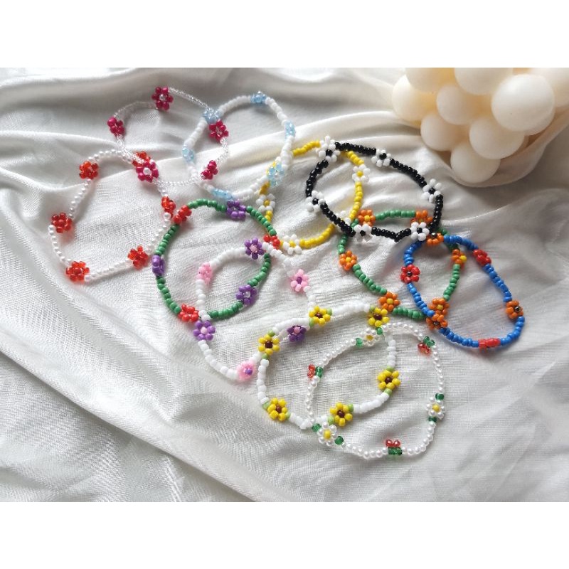 [RẺ VÔ ĐỊCH] Vòng tay hạt cườm hoa cúc hanmade, cherry, cầu vồng, ulzzang pastel vintage | BigBuy360 - bigbuy360.vn