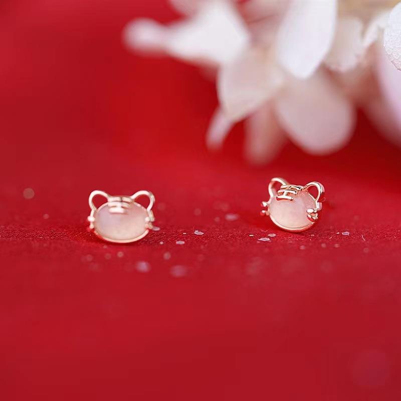 Khuyên tai bạc 925 hình đầu hổ năm mới thời trang cho nữ