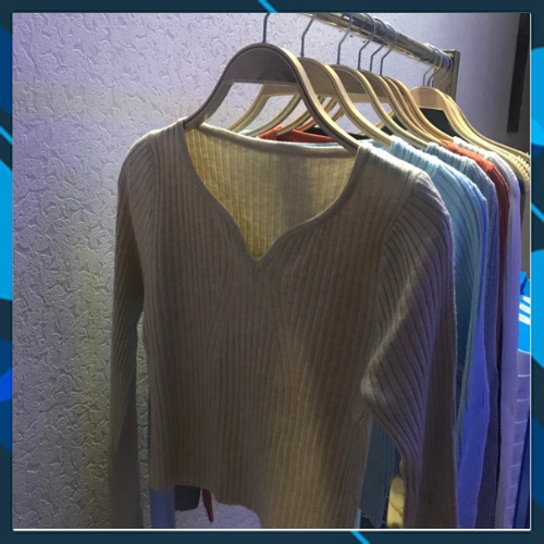 Áo len croptop dài tay cổ chữ v ulzzang nữ Hàn Quốc | BigBuy360 - bigbuy360.vn