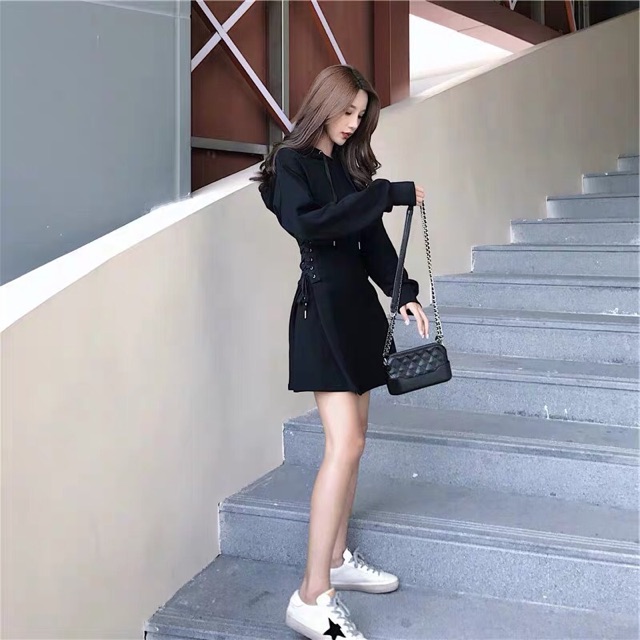 🖤 Váy hoodie dây rút eo 🖤 ( +2% phí shopee thu )