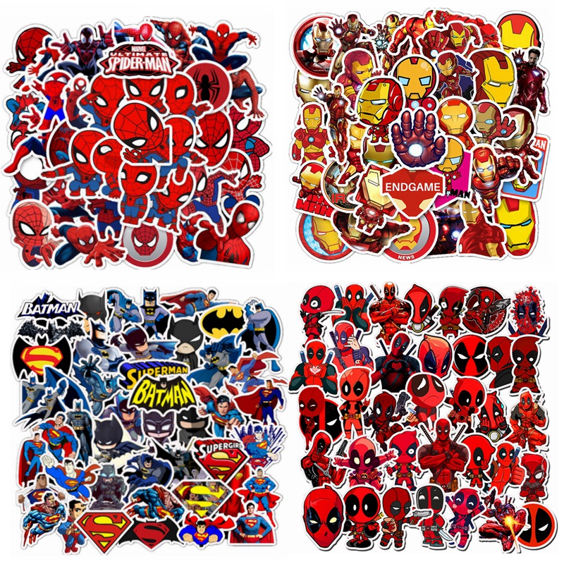Miếng Dán Trang Trí Chống Thấm Nước Hình Marvel Avengers Spiderman Iron Man Batman Dành Cho Hành Lý