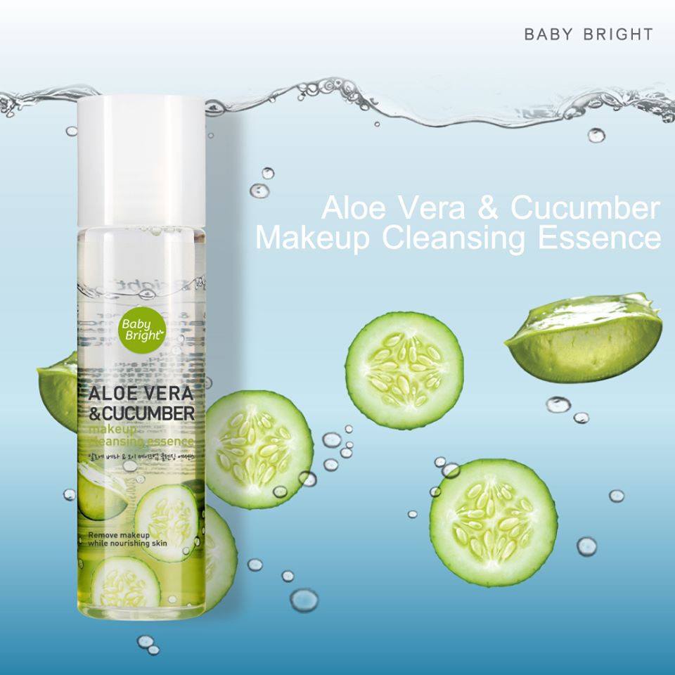 [Gift] Nước tẩy trang lô hội dưa leo Baby Bright Aloe Vera &amp; Cucumber Make up Cleansing Essence 100ml