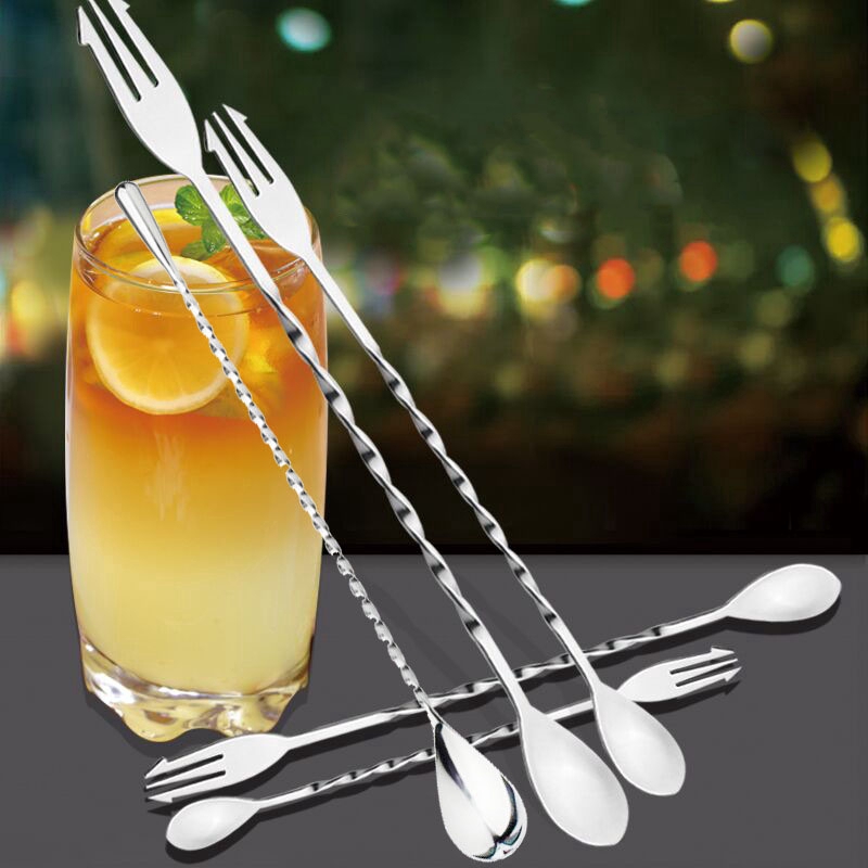 Muỗng nĩa dài khuấy cocktail bằng thép không gỉ