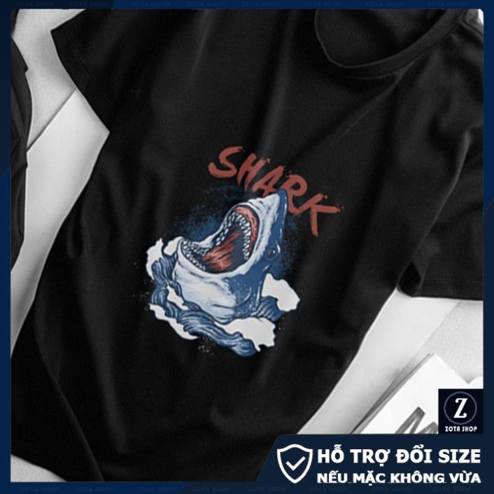 Áo phông nam cổ tròn - Chất tici mềm mịn in 3D shark | BigBuy360 - bigbuy360.vn