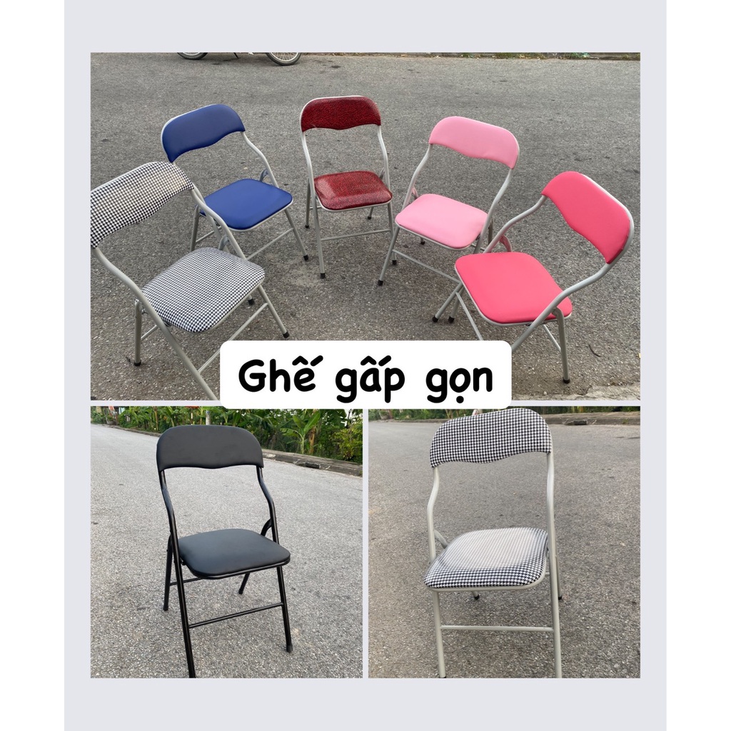 Ghế Văn Phòng Tựa Lưng Có Đệm Da Gấp Gọn Cho Học Sinh Sinh Viên Màu Đen- Đỏ- Hồng- Xanh- Caro