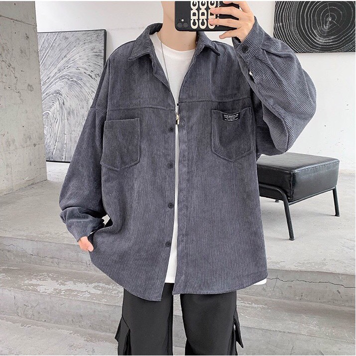 Áo sơ mi khoác ngoài form rộng - somi nhung tăm nam nữ oversize số 3 - 2N Unisex