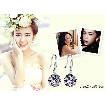 Khuyên tai mạ bạc đính đá nhân tạo lấp lánh thời trang