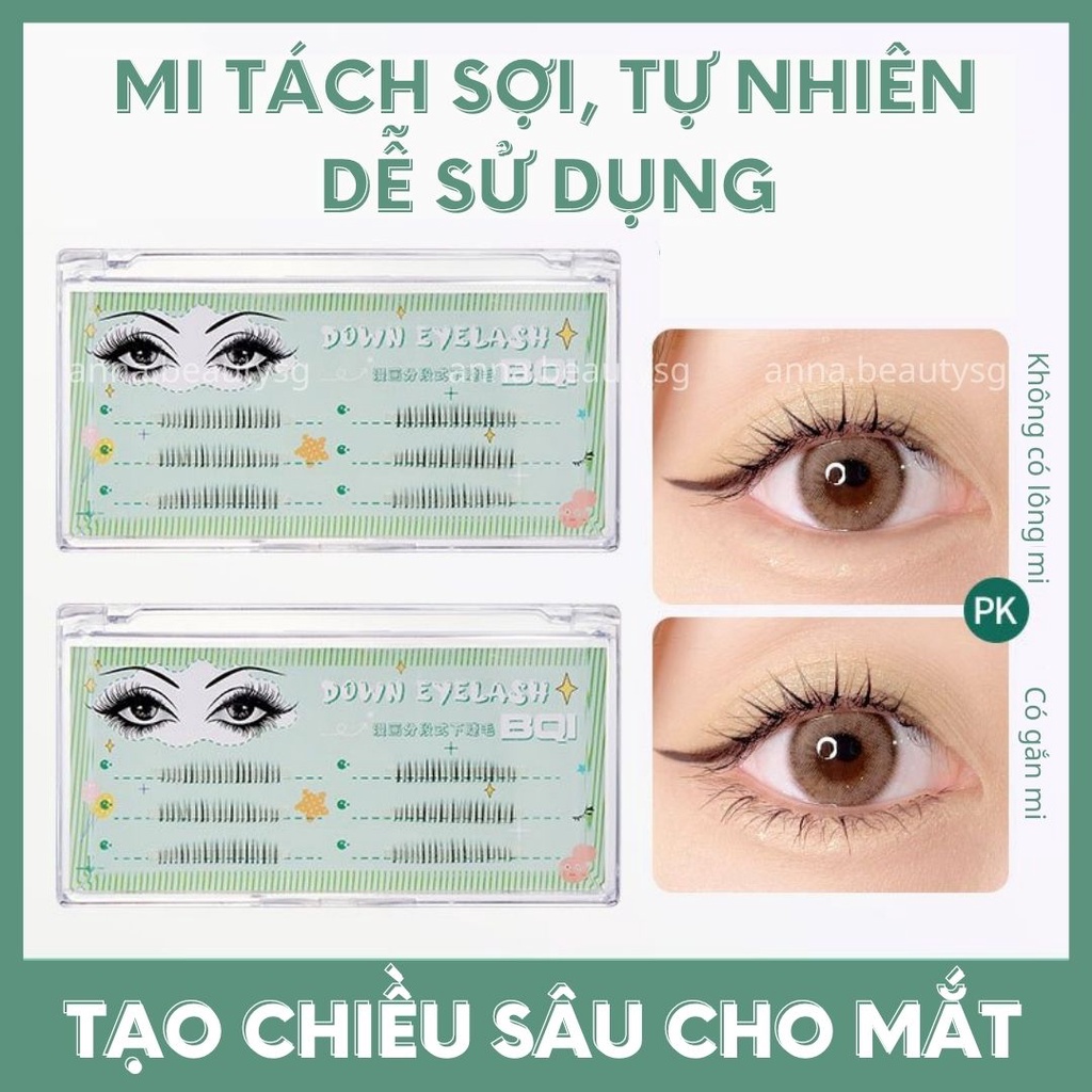 Lông mi dưới giả tự nhiên tách sợi mềm mịn, nhẹ nhàng không gây cộm dễ sử dụng
