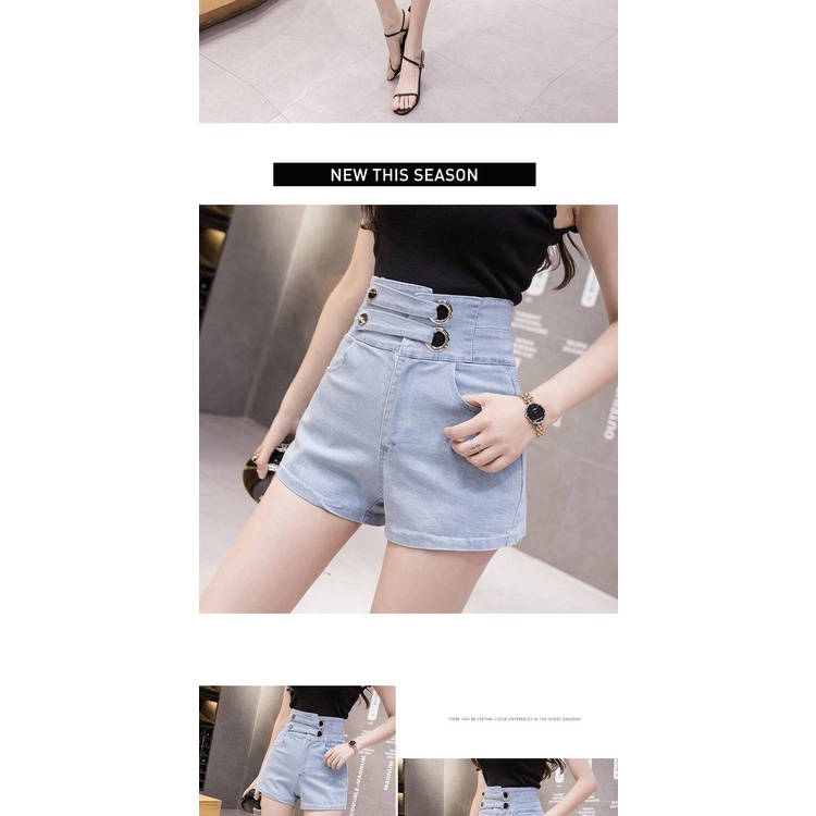 Quần Short Jean Lưng Cao Dáng Ôm Co Giãn Tốt Thời Trang Xuân 2020 Phong Cách Hàn Quốc Cho Nữ