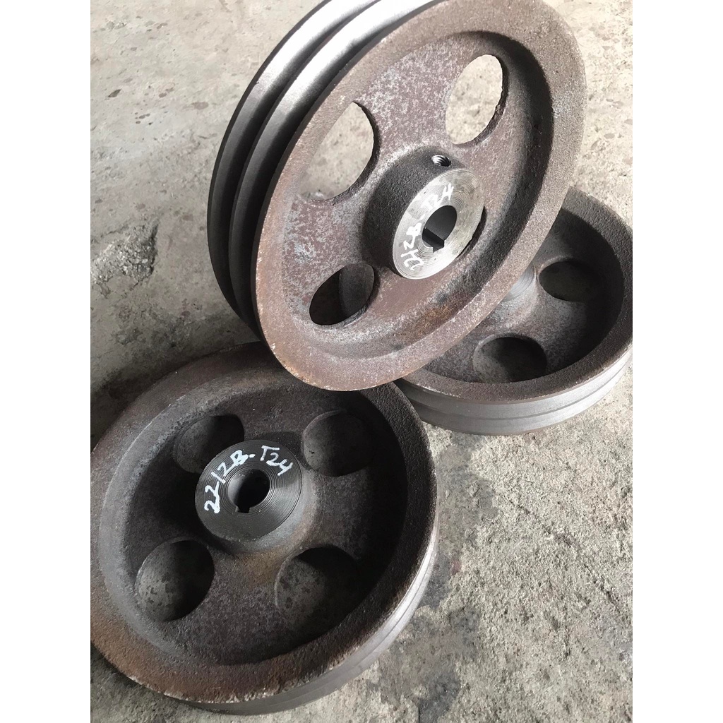 BuLy Gang 220mm 2 Rãnh B lỗ trục 24 - 28 Bánh Xe Cao Su BL220/2B