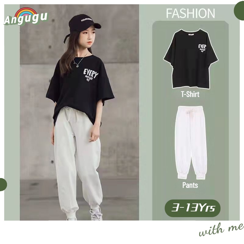 Set Đồ Mùa Hè 2 Món Gồm Áo Thun Cotton Tay Cộc + Quần Cho Bé Gái Từ 3 Đến 4-5 Đến 6-7 Đến 8-9 Đến 10-11 - 12 Tuổi In Đầu 2022 Mới