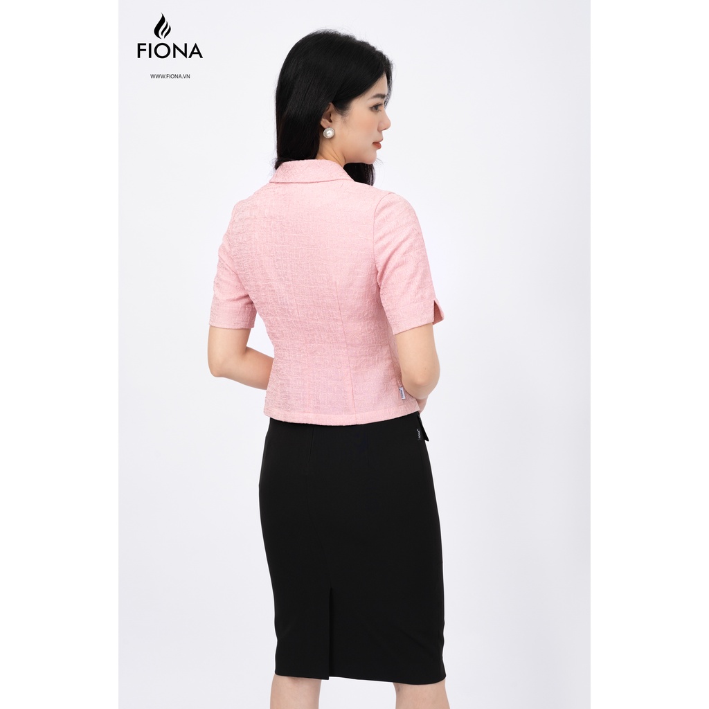 Áo sơ mi nữ cổ cách điệu Fiona, Sơ mi nữ thiết kế cài cúc chất liệu tuytsi cao cấp F551296