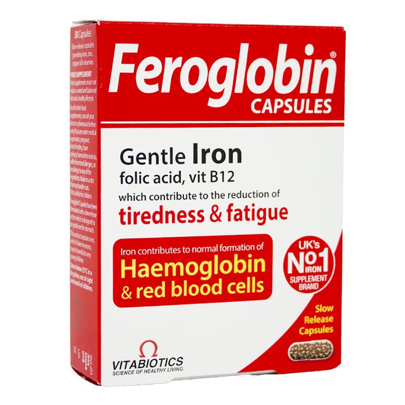 Viên Uống Bổ Máu An Toàn Vitabiotics Feroglobin B12 ( Hộp 30 Viên)