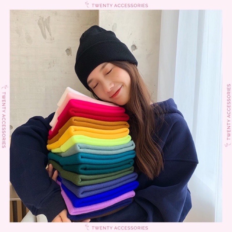 Mũ Len Màu Trơn Phong Cách Hàn Quốc Dài 30cm