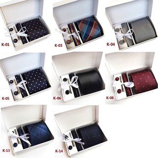 Set cà vạt và khuy măng sét kèm kẹp cà vạt thời trang nam (có hộp đựng)