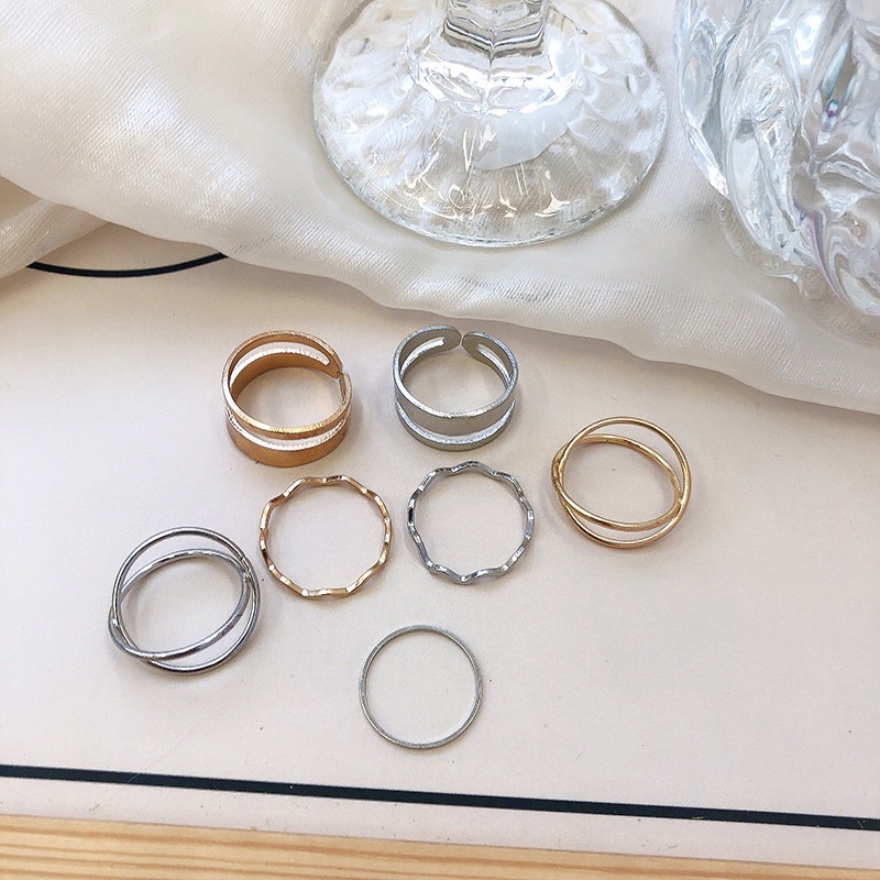 set nhẫn 5 cá tính phong cách hàn quốc unisex