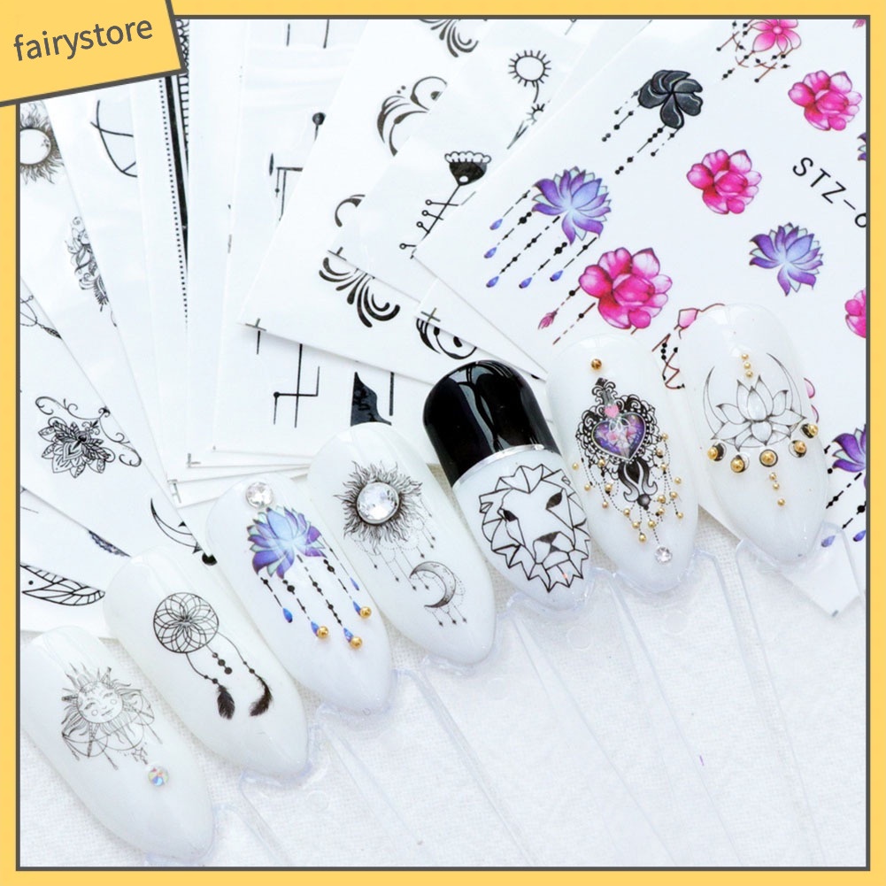 Bộ 40 miếng dán trang trí móng đa dạng mẫu họa tiết nghệ thuật