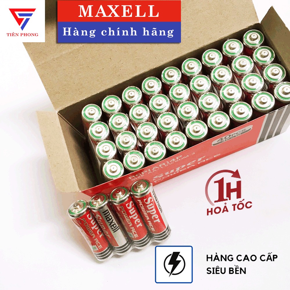 Pin Maxell than tiểu AA (đỏ) hộp 40 viên