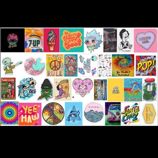 Tổng hợp sticker dán vali, skateboard, nón bảo hiểm