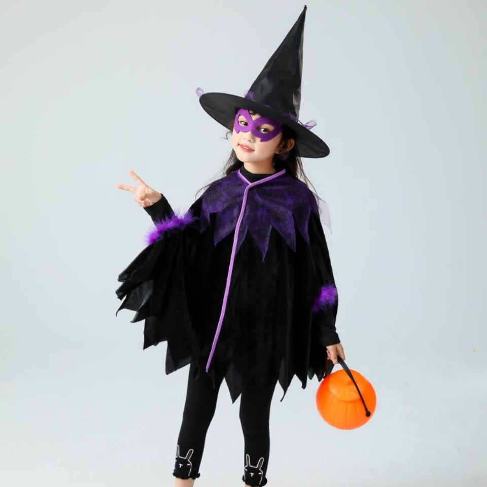 Áo Choàng Phù Thủy Hóa Trang Halloween Cho Bé
