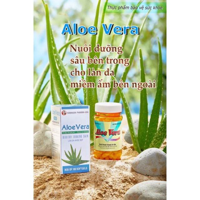 Giữ ẩm, căng sáng da - Aloe Vera Sữa ong chúa Chai 100 viên | BigBuy360 - bigbuy360.vn