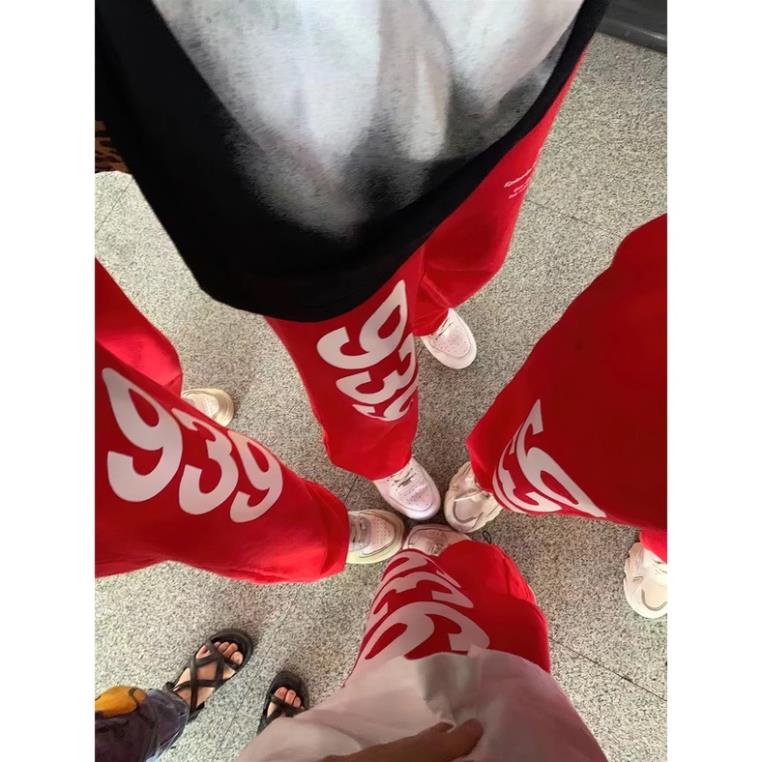 Quần jogger nỉ suông 939 ống rộng rút dây gấu unisex nam nữ thể thao hip hop dance đường phố