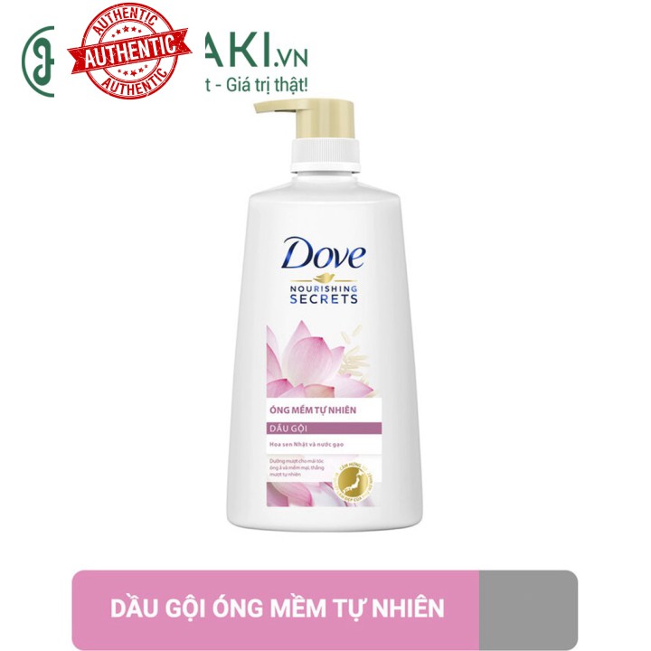 [Mã chiết khấu giảm giá sỉ mỹ phẩm chính hãng] Dầu Gội Dove Óng Mềm Tự Nhiên Từ Hoa Sen Nhật & Nước Gạo