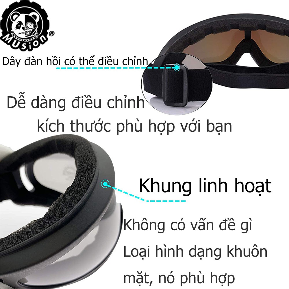 Mắt kính bảo hộ chống gió bụi sương mù chống tia UV 400 gẵn mũ bảo hiểm 1/2 và 3/4 tiện dụng