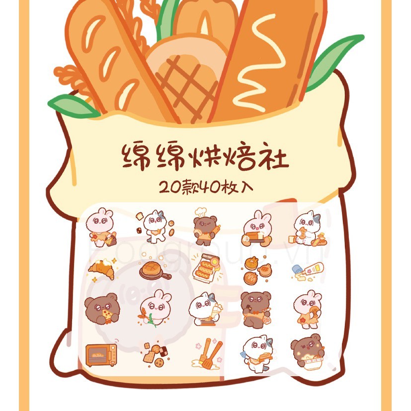 Sticker dán trang trí dễ thương set 20 cái 4*4cm Poogroup