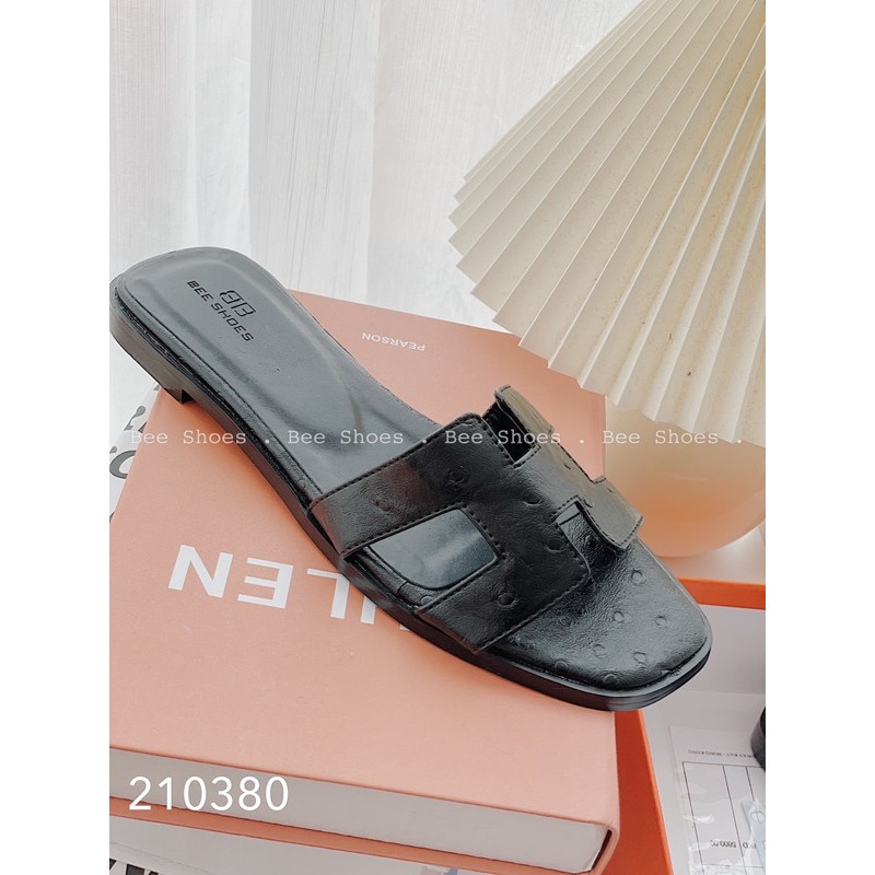 BEESHOES - DÉP NỮ MŨI VUÔNG QUAI NGANG CHỮ H - DÉP NỮ MŨI VUÔNG QUAI NGANG ĐẾ BỆT SẴN MÀU ĐEN - TRẮNG - GHI - NÂU 210380