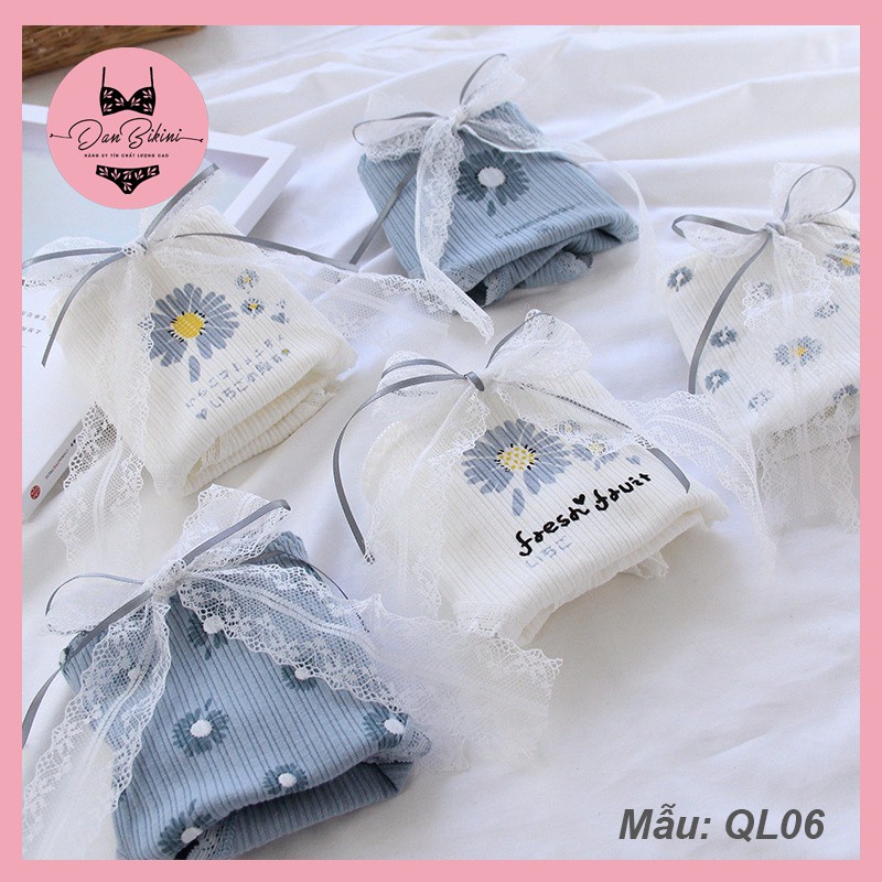 Quần Lót Nữ gân tăm hình hoa cúc kháng khuẩn chống viêm tôn dáng mã 0127