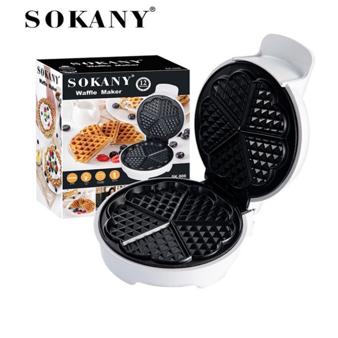 Máy làm bánh Waffle, Nướng bánh kẹp tổ ong đơn Sokany Chính hãng
