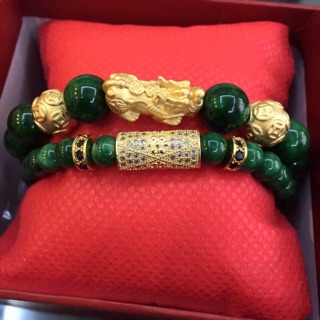 Vòng cẩm thạch 10ly charm tỳ hưu